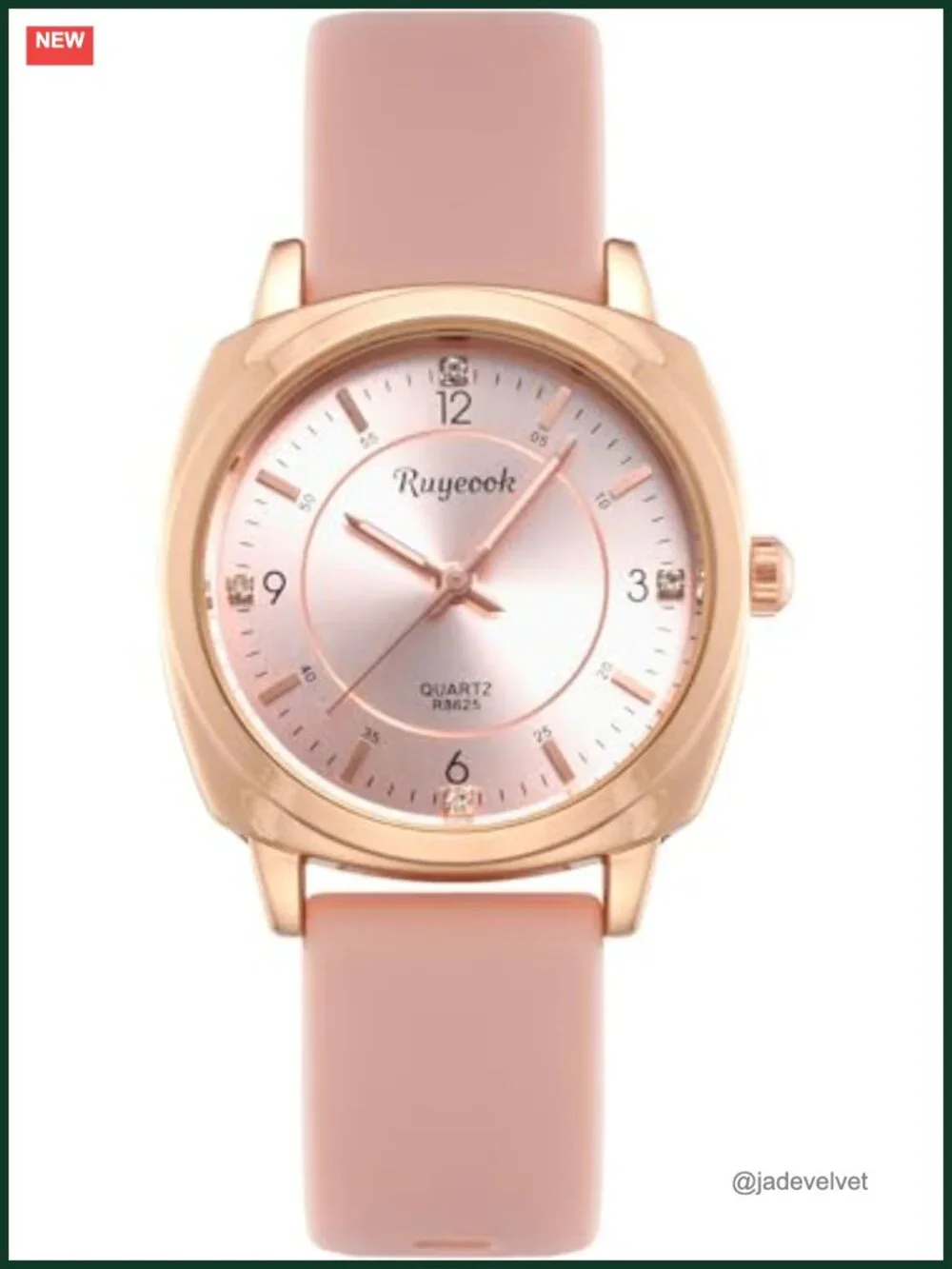 Rose Gold Tone Quartz Wrist Watch with Silicone Band and Analog Display